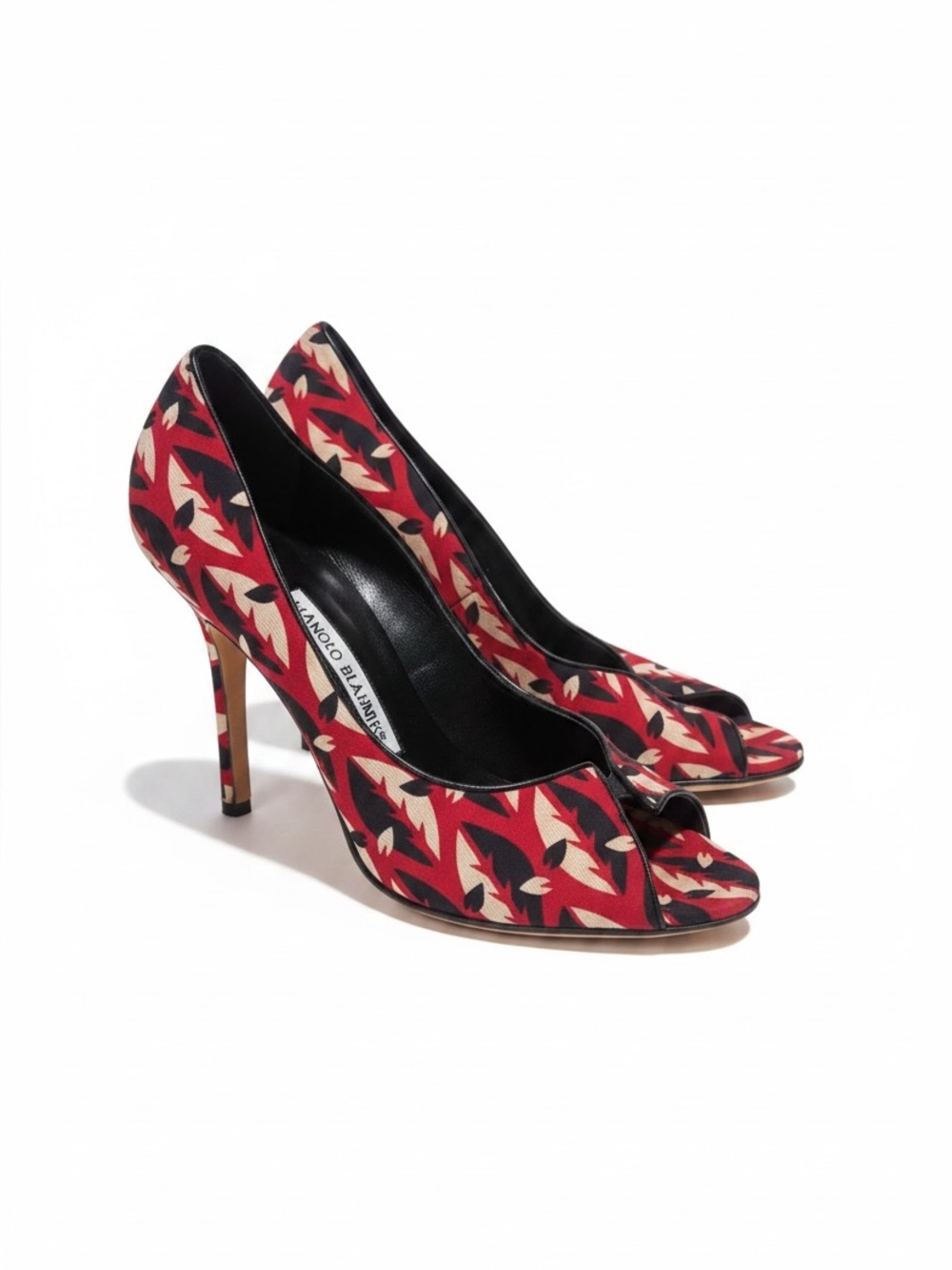 Manolo Blahnik Multicolor Fabric Peep Toe Pumps 38.5 8.5